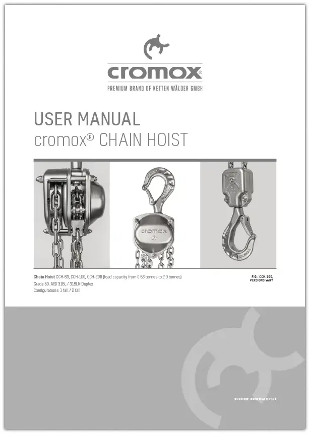 USER MANUAL cromox® CHAIN HOIST
